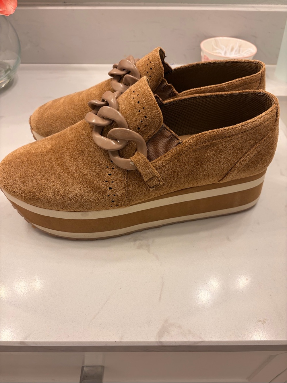 Pierre Dumas Suede Platform Loafer Sneakers Tan Brown 10